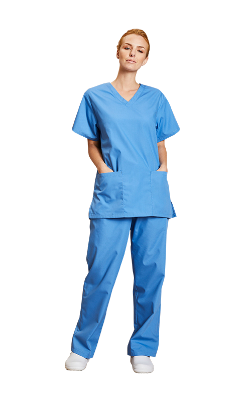 Unisex lichtgewicht scrubtop, ziekenhuisblauw